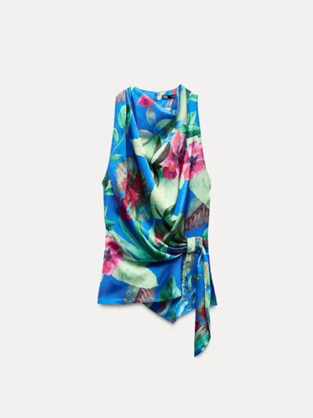 ZARA SATIN PRINT TROPICAL TOP